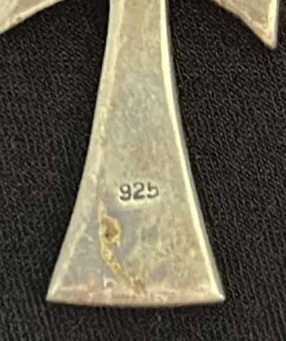 Egyptian Ankh cross in Sterling 925 EUC pendant. Hieroglyphics adorn front Black