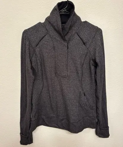 Lululemon  Think Fast Pullover size 10 Black Heathered Herringbone