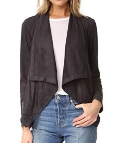 Cupcakes and Cashmere Mackenzie faux suede stretch open front draped jacket M