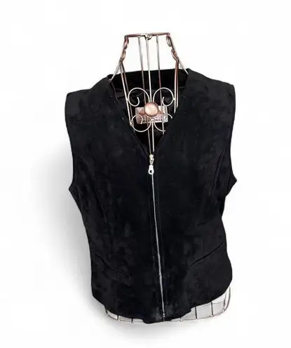 Vintage Saguaro West Trading Co Black Suede Leather Zip Vest – Made in Korea L Size 12