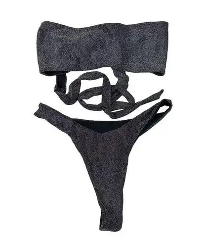 6 Degrees  - Life Code Multiway Bikini Top & Bottoms in Dusk Black/Silver - Image 1