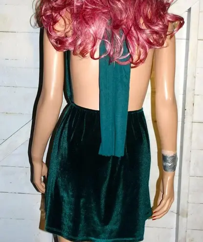 Lucy in the Sky Hunter Green Velvet Halter Dress S