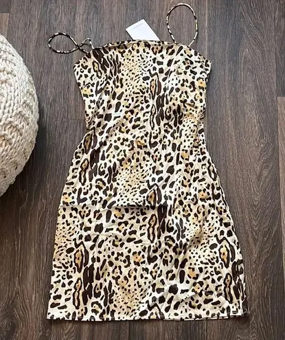 ANINE BING Valentine Stretch Silk Mini Dress in Cheetah Print