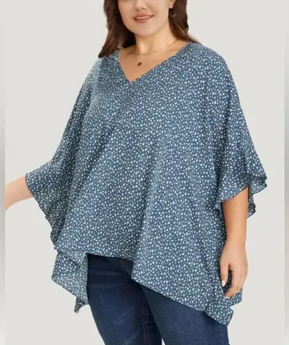 NWT!all over print batwing v neck blouse size 22–24 or 3X Blue