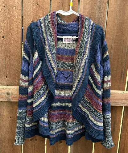 Anthropologie  Rosie Neira Knit Striped Metallic Cocoon Cardigan Size Small
