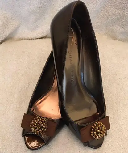 Etienne Aigner Brown Wedge open toe shoe size 7.5