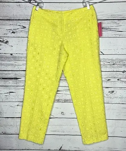 Isaac Mizrahi New York NWT Size 12 Citron Yellow Eyelet South Hampton Crop Pants