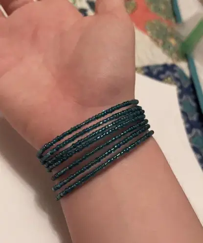 Women’s Stretchy Spiral Bracelet Beaded Blue