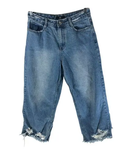 Missguided Womens Jeans Distressed Straight Leg Chewed Hem Cropped US 6