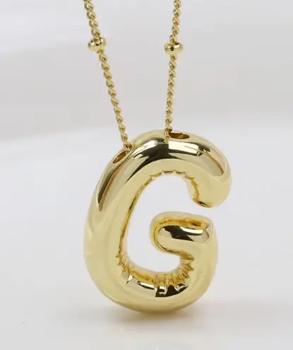 Bubble Balloon Letter G Initial Necklace Gold