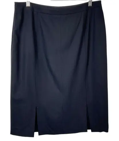 René Lezard Wool Women’s Black Pencil Skirt Double Slitted Size 10 (40)