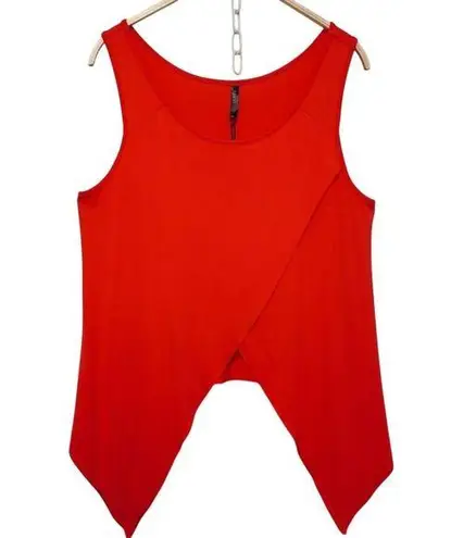 NWT Savvi Sage Tank Dark Coral Reversible Cropped Handkerchief Hem Shirt Top Red Size XL
