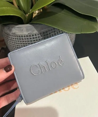 Chloé Chloe Sense Compact Wallet Card Holder Storm Blue