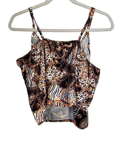 Rocawear Women’s Sz XL Animal Print Cami Satin Sleepwear Short Set Chains NWT