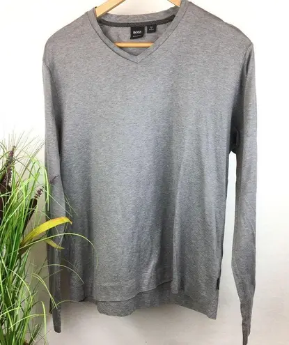 Hugo Boss Hugo Bosss Gray V Neck Long Sleeve Tee T Shirt XL