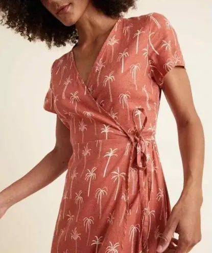 Marine layer Emlyn Midi Wrap Dress Hemp Blend Palm Print Bruschetta Sz M Coastal - Image 1