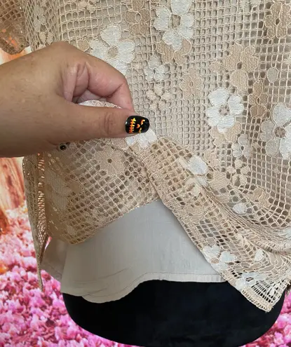 Hazel hazel Hazel Women’s Floral Beige Lace Top Blouse Sz Medium