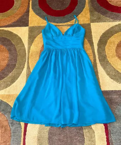 David's Bridal Like-New David’s Bridal Teal Spaghetti Strap Chiffon Dress Women’s Size 2