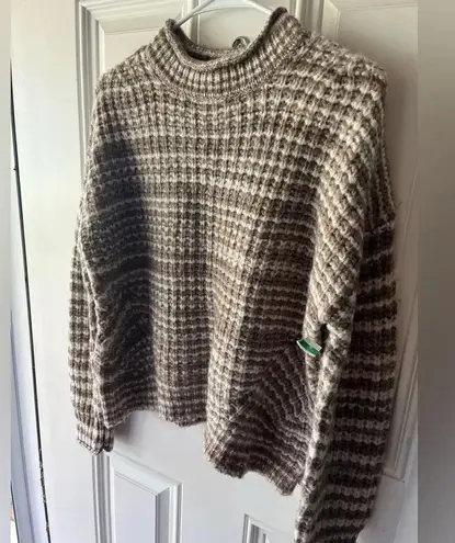 Rails Echo Chunky Roll Neck Pullover Sweater in Brown Striped Womens Size XS - Image 6