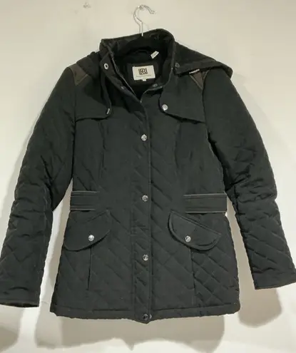 Laundry by Design Womans Black Small Quilted Hooded Coat