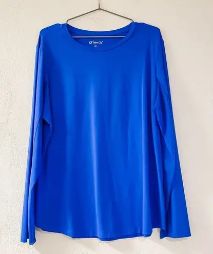IBKUL Crewneck Long Sleeve Mesh Athletic Top in Blue XL