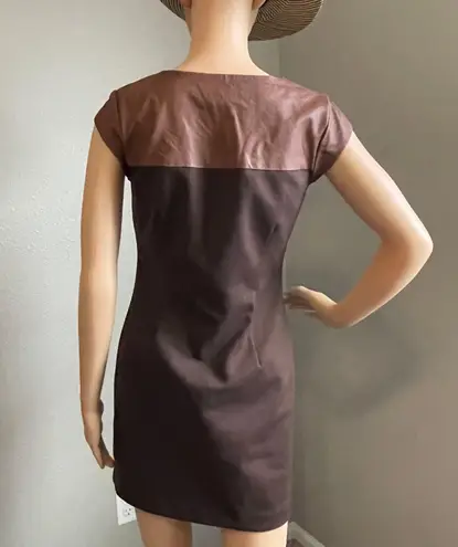 Michael Kors Faux Leather Two Tone Brown Zipper Front Dress Size 2