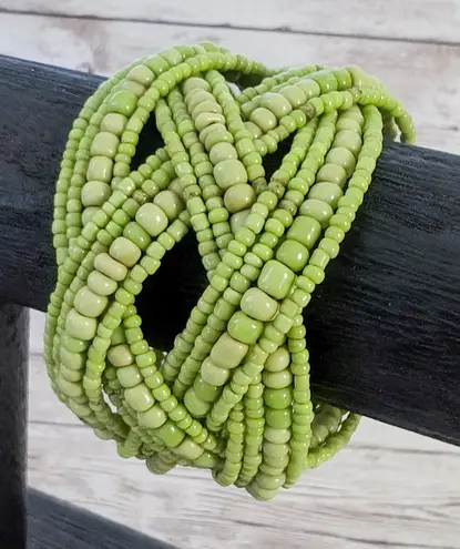 Vintage Bracelet Beaded Green Wrap Bracelet