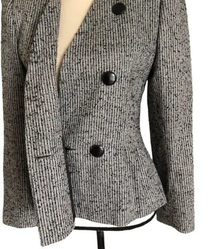Vintage 70's Peabody House Tweed Double Breasted Peplum Blazer Size 5 Black