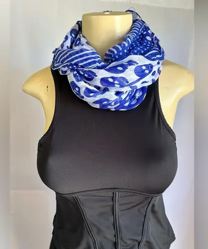 Unisex Blue & White Polka Dot Skull Scarf