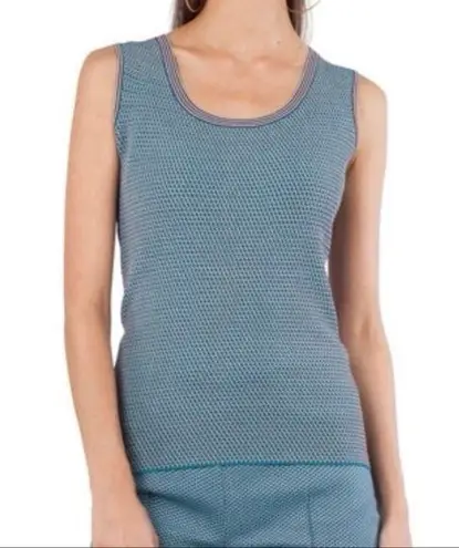 Akris Punto Fantasy Blue Jacquard Knit Sleeveless Top