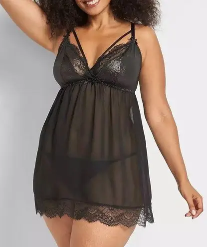 Cacique Foil Lace Strappy No-Wire Babydoll NWT Size 18/20 2 Piece Set