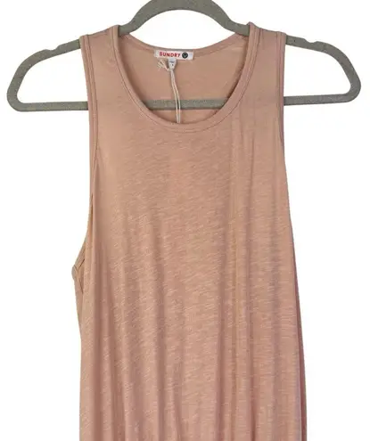 Sundry NWT U-Neck Sleeveless Dress Light Pink Pigment Cashew Ruched Size 1 Small