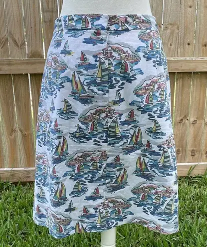 Nine West  linen Sail ship print pencil skirt with pockets