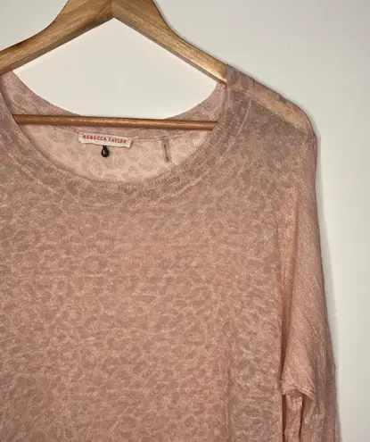 Rebecca Taylor Pink Leopard Linen Blend Sweater Size Large