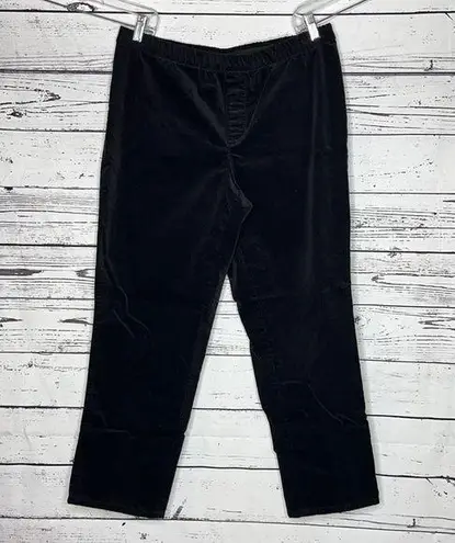 Isaac Mizrahi Live! Sz 16P Black Velvet Elastic Waist Pull-On Straight Leg Pants