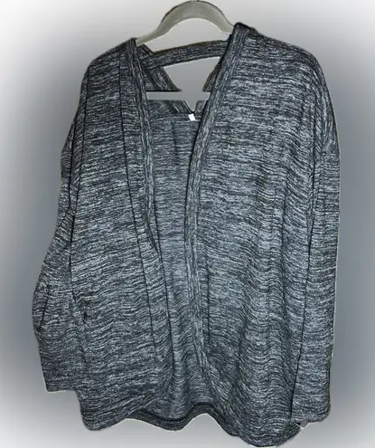 Heathered Charcoal Gray Open Cardigan, with keyhole back. Size XL