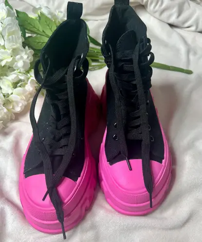 SheIn Black & Pink Chunky Platform Sneakers