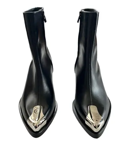 Alexander McQueen NEW Women’s Punk Smooth Leather Western Booties size 37 Black