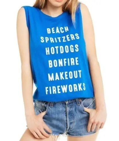 Wildfox  July List Muscle Tank Royal Blue XS