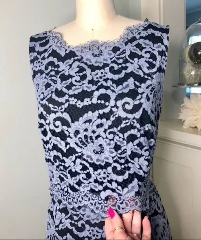 Ivanka Trump Lace Popover Sheath Dress Sleeveless Blue Party Formal 14 Large