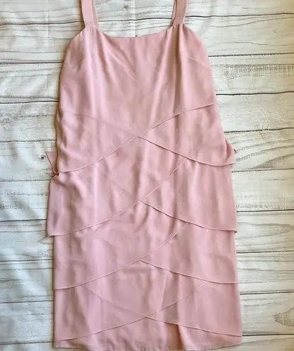 Ursula of Switzerland Vintage Bridesmaid Pink Layered Ruffle Midi Dress Size 14