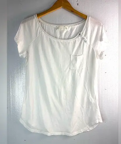 Velvet Tees Velvet L Dainty Pocket Short Sleeved White Tee Too