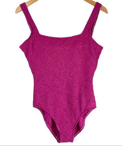 Vintage Y2K Magenta Textured Stretch One Piece Swimsuit Sz Large Pink