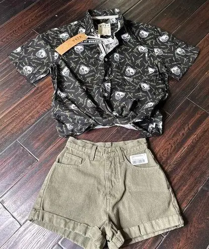 Los Angeles Apparel Denim shorts & button down shirt set Tilly’s casual classic