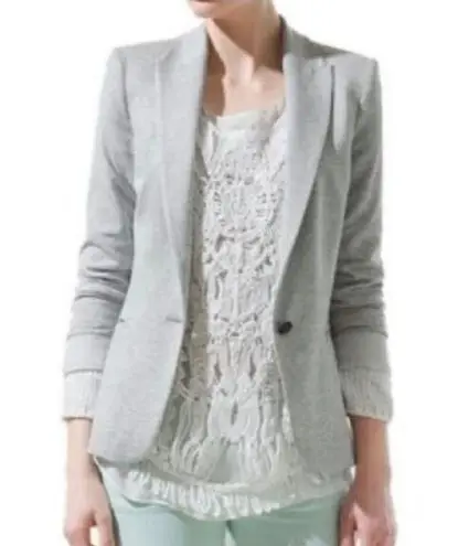 ZARA  Knit Heathered Grey Single Button Lightweight Blazer Jacket - S