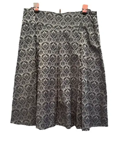 Chenault Women's Size 12 Brocade Midi Skirt Metallic Damask Pattern Formal Gray
