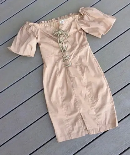B.Original Boutique Off Shoulder Khaki Dress NWT Womens Small
