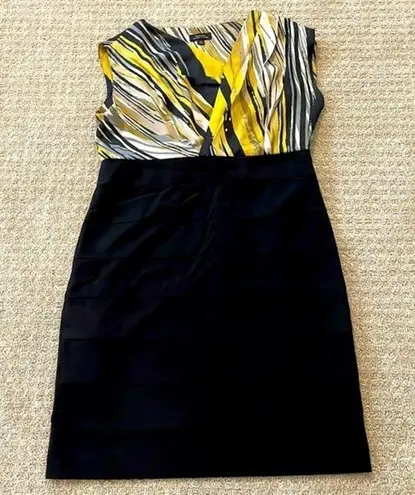 Tahari Arthur S. Levine Sleeveless Asymmetrical Abstract Sheath Dress