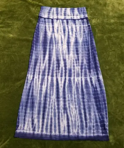 Olive & Oak Foldover Blue Tye Dye Maxi Skirt XS