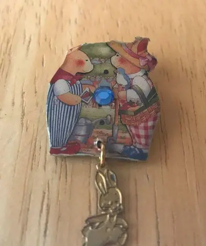 Bunny Rabbits Pin Brooch Handmade Vintage Easter